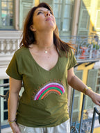 T-shirt kaki ARC EN CIEL