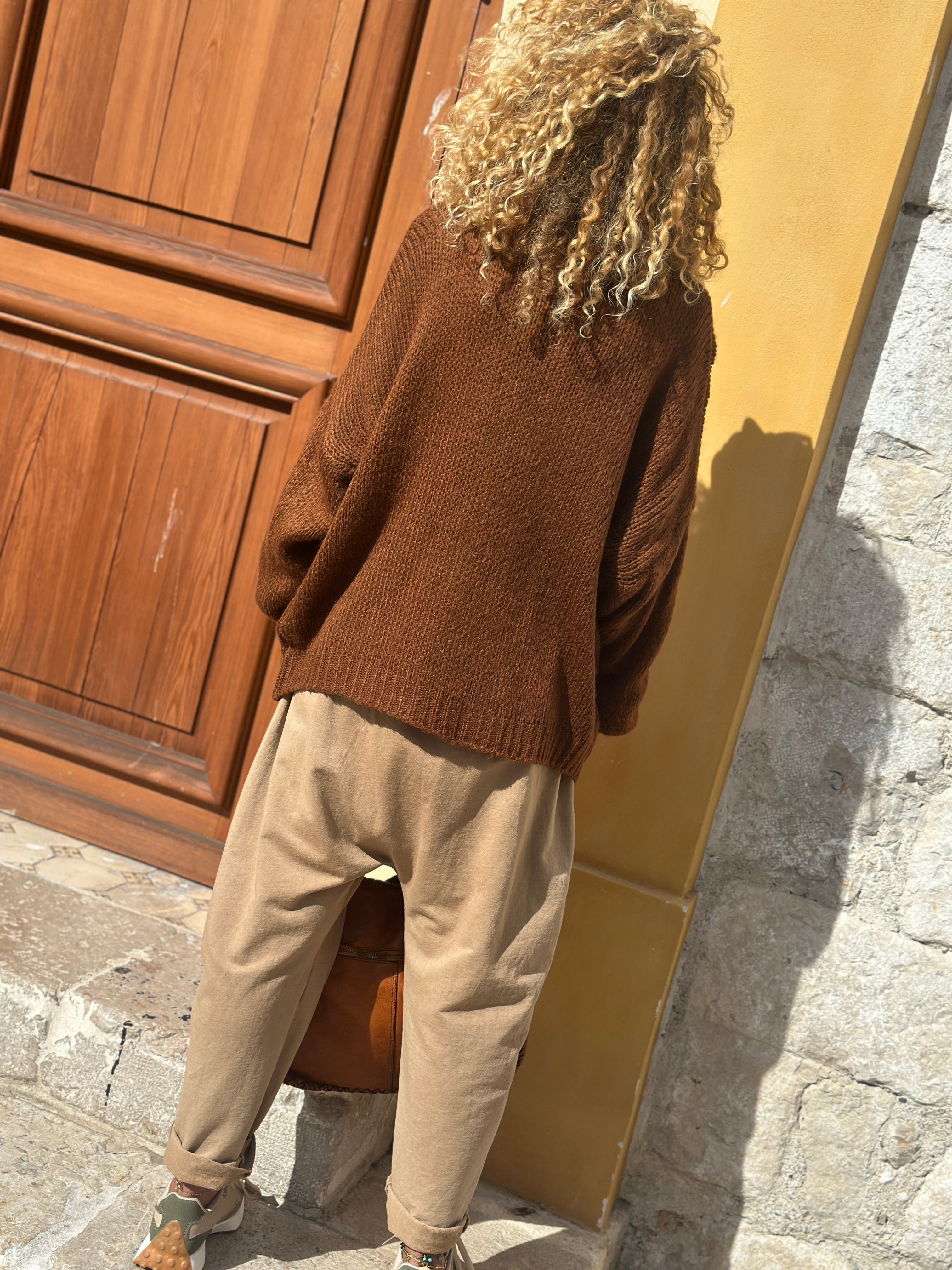 Pull marron NOEUDS LEOPARD