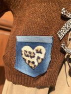 Pull marron NOEUDS LEOPARD