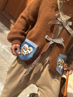 Pull marron NOEUDS LEOPARD