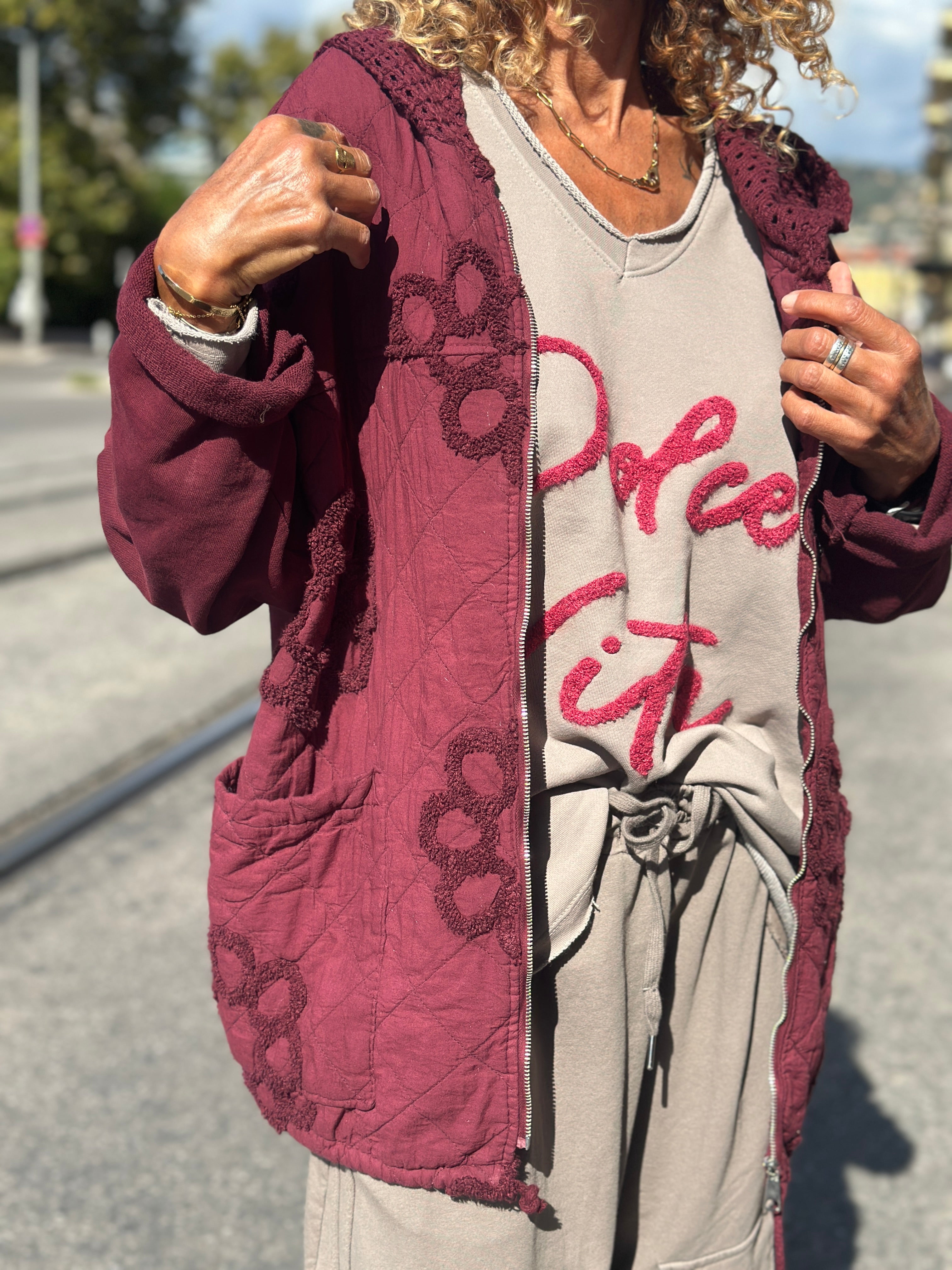 Veste bordeaux FLOWER