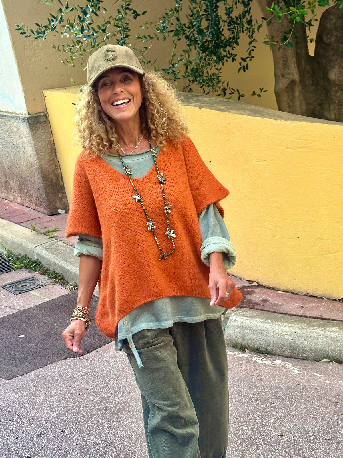 Pull sans manche rouille ELEANA