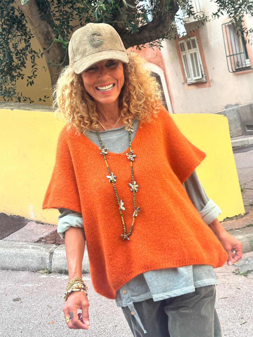 Pull sans manche rouille ELEANA