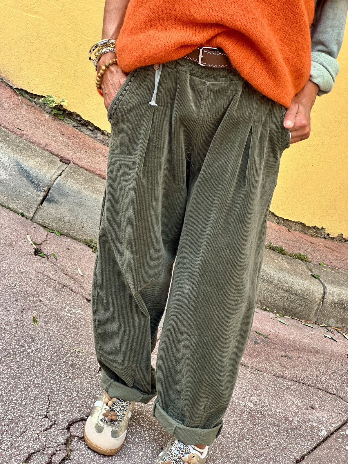 Pantalon velours kaki GIGI