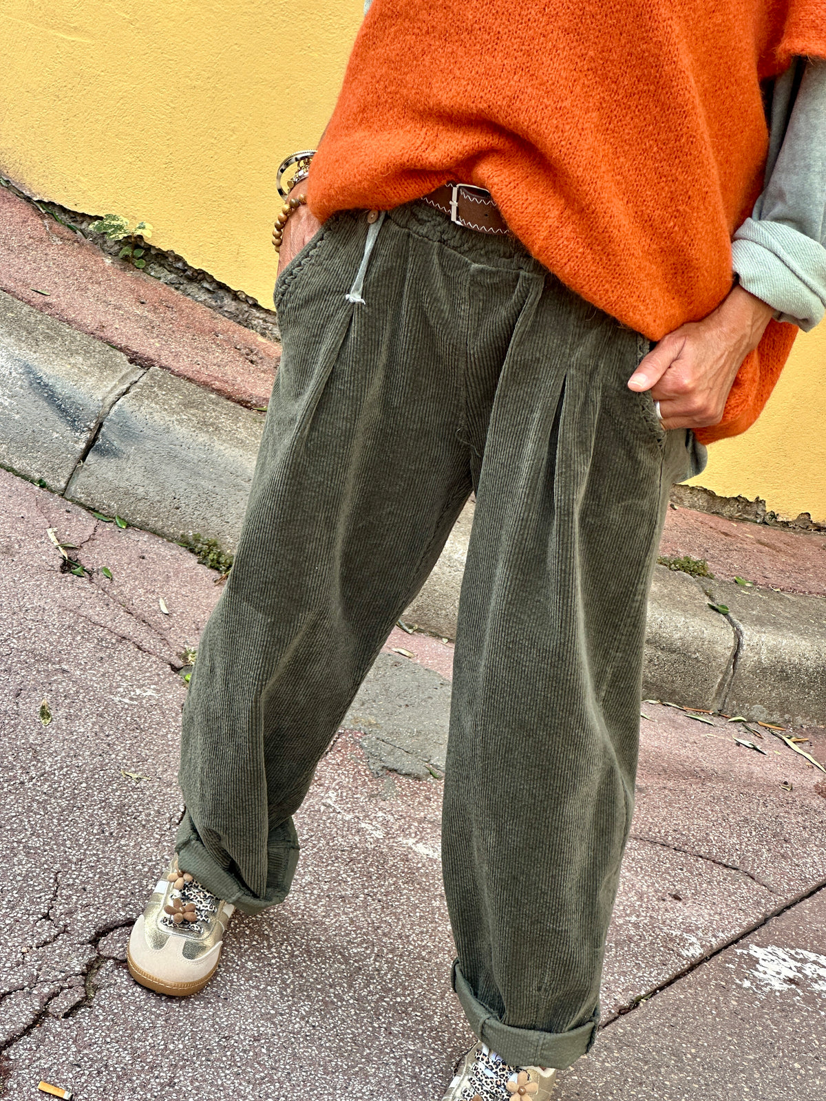 Pantalon velours kaki GIGI