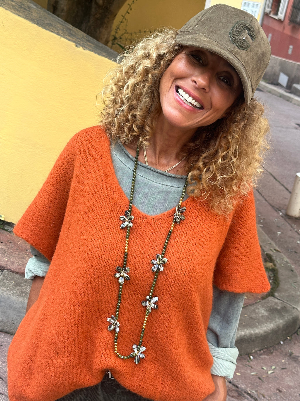 Pull sans manche rouille ELEANA