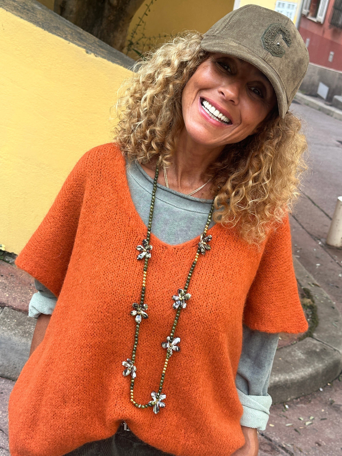 Pull sans manche rouille ELEANA