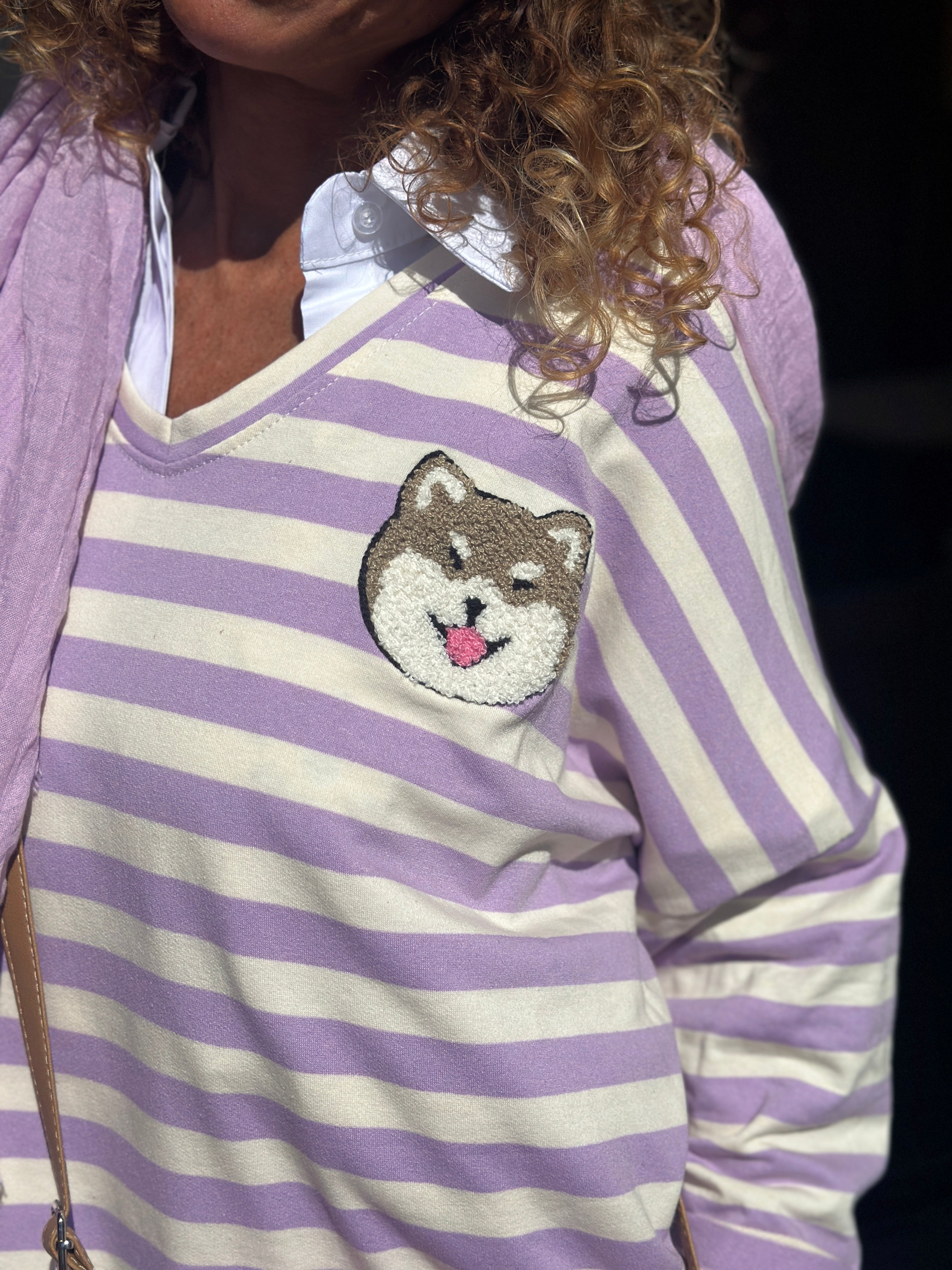 Sweat rayé violet DOG