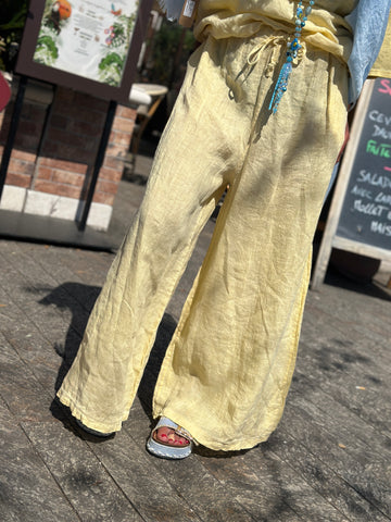 Pantalon en lin jaune MAYA