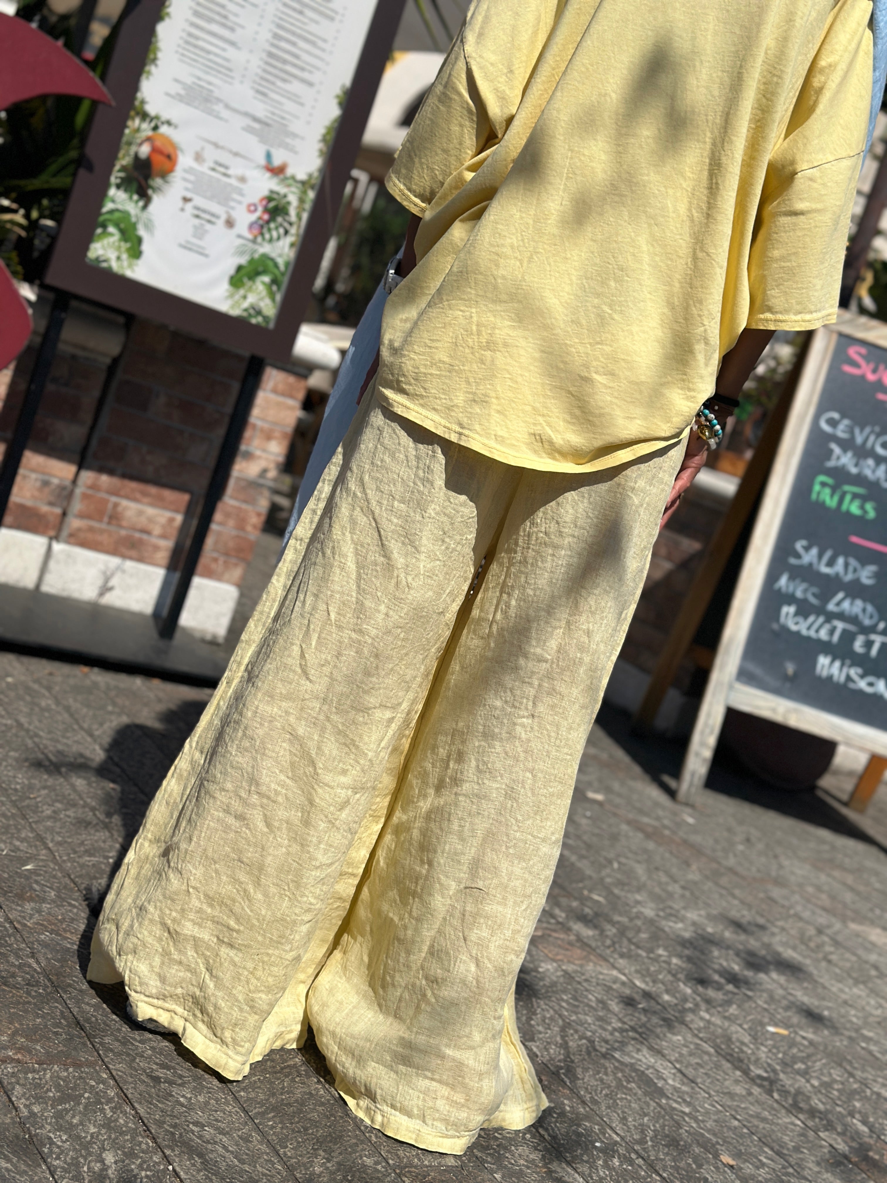 Pantalon en lin jaune MAYA