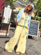 Pantalon en lin jaune MAYA