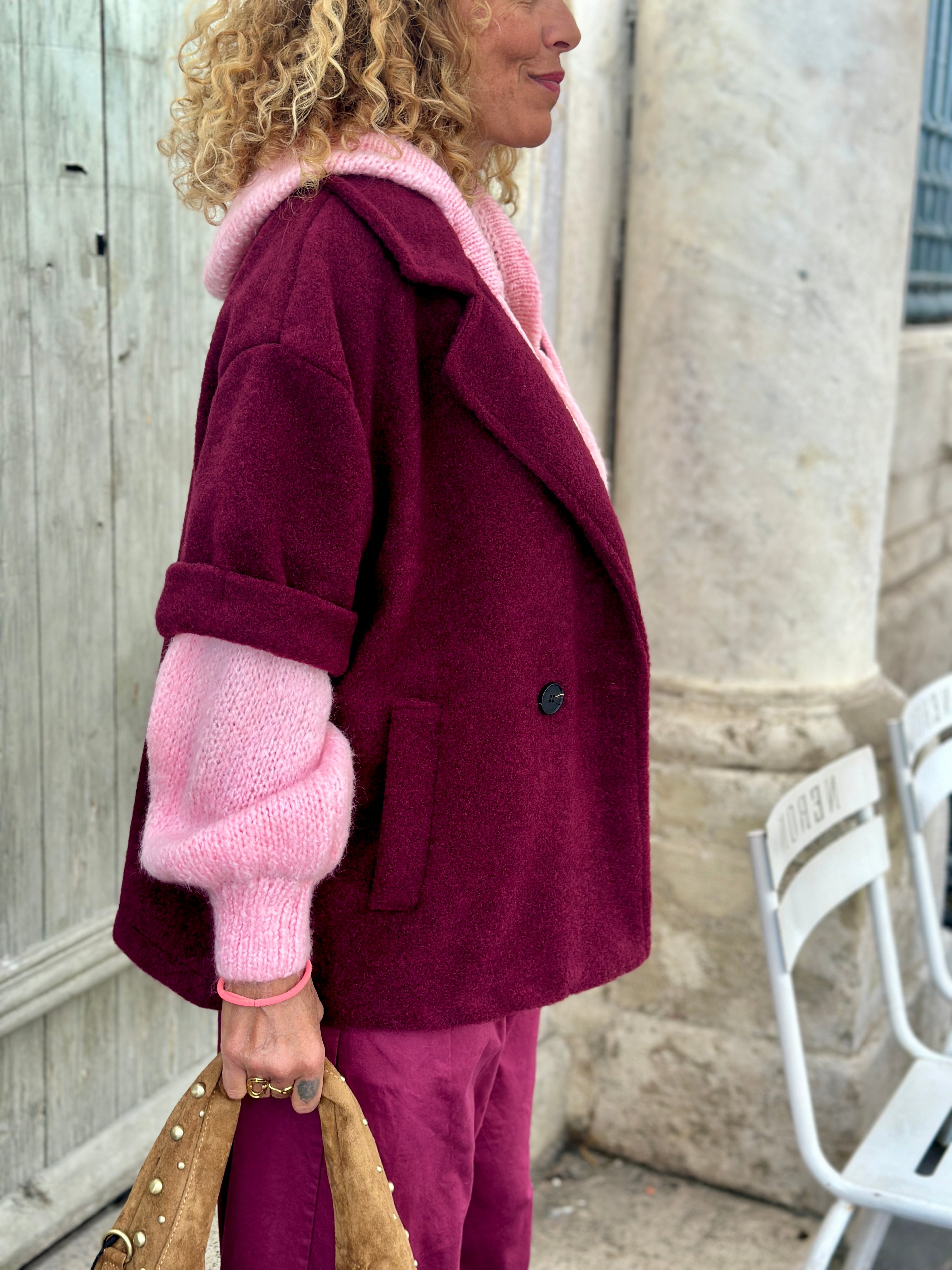 Veste manches courtes bordeaux YALI