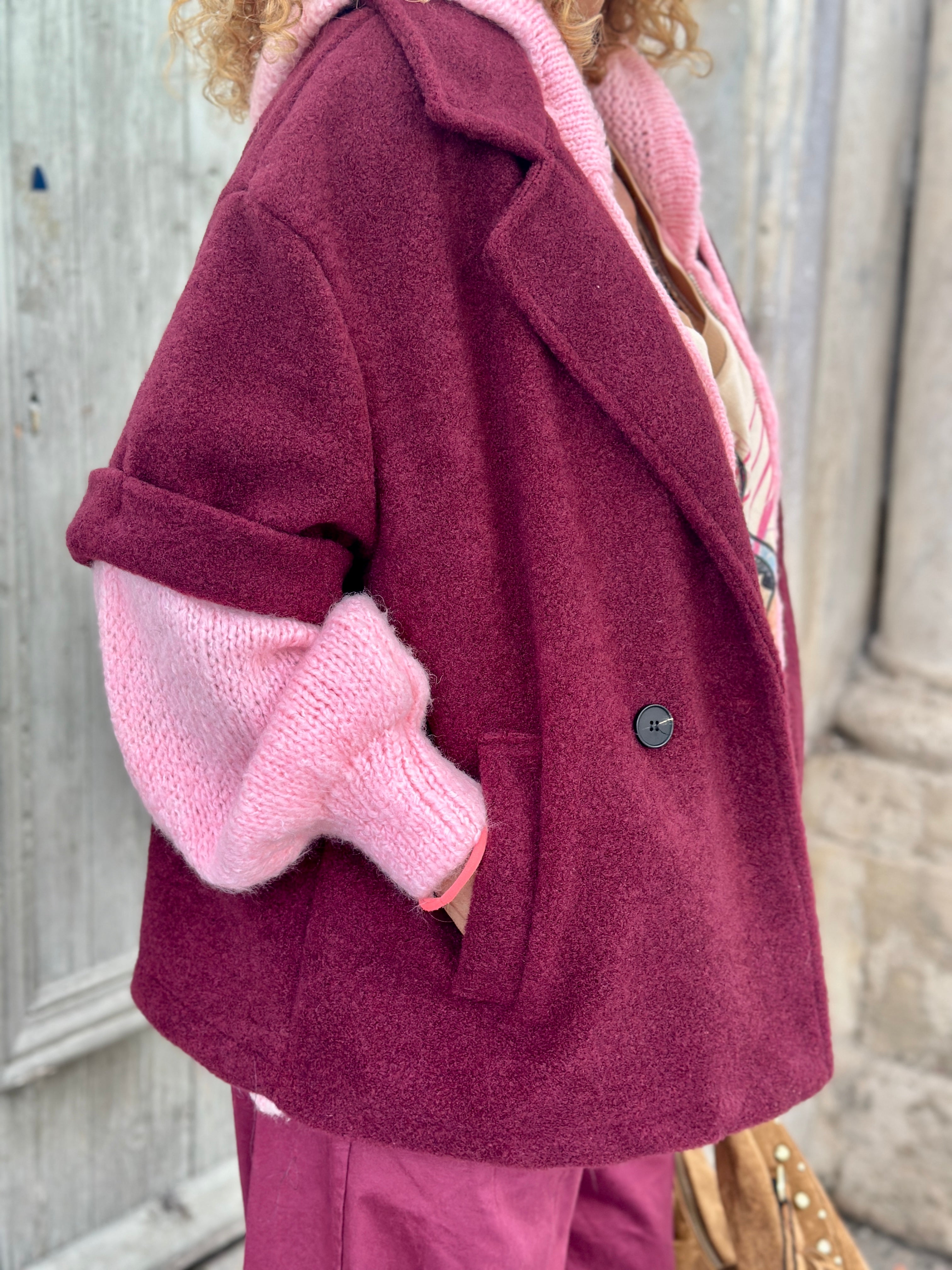 Veste manches courtes bordeaux YALI