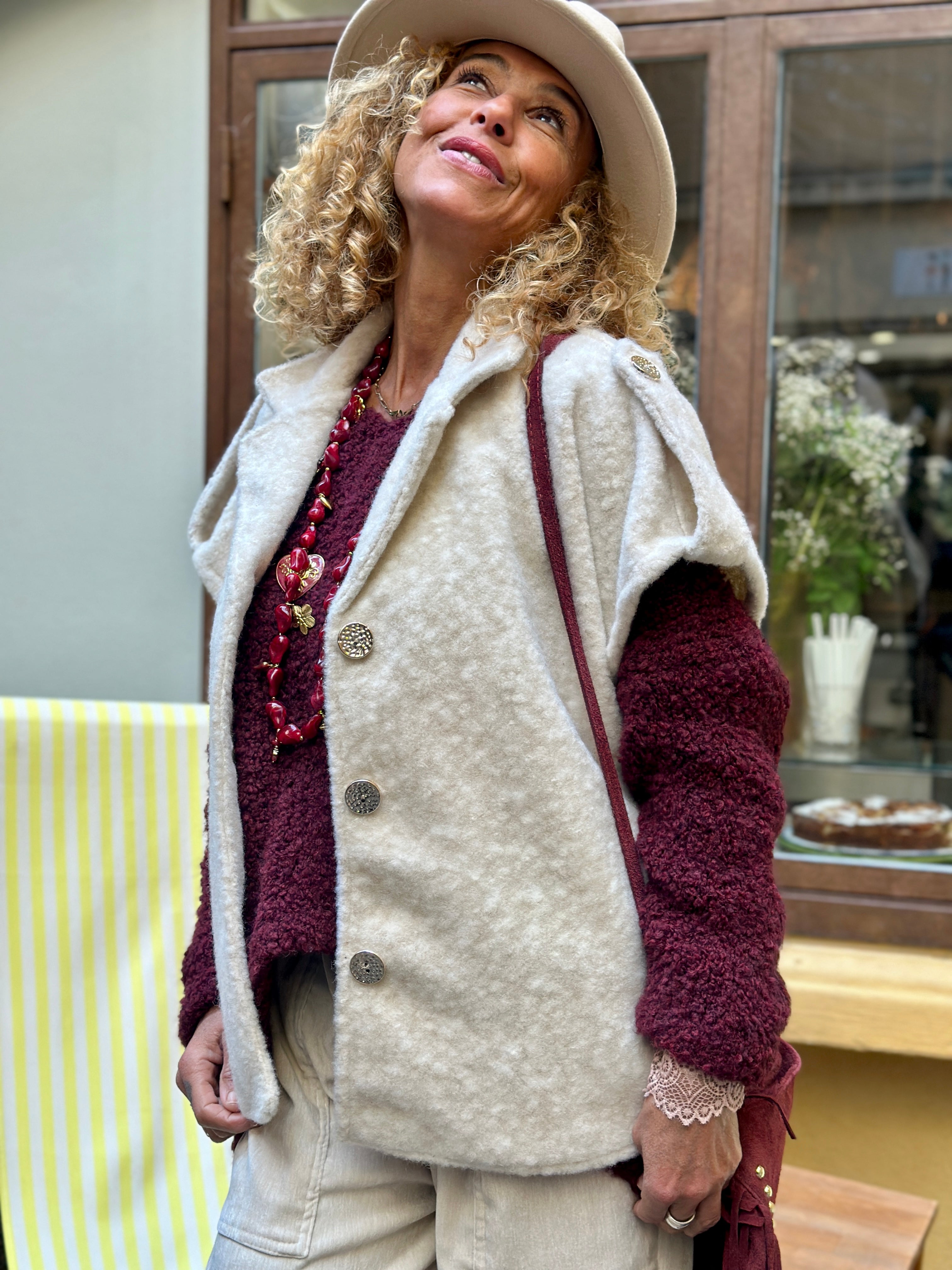 Veste manches courtes écrue ENOLA