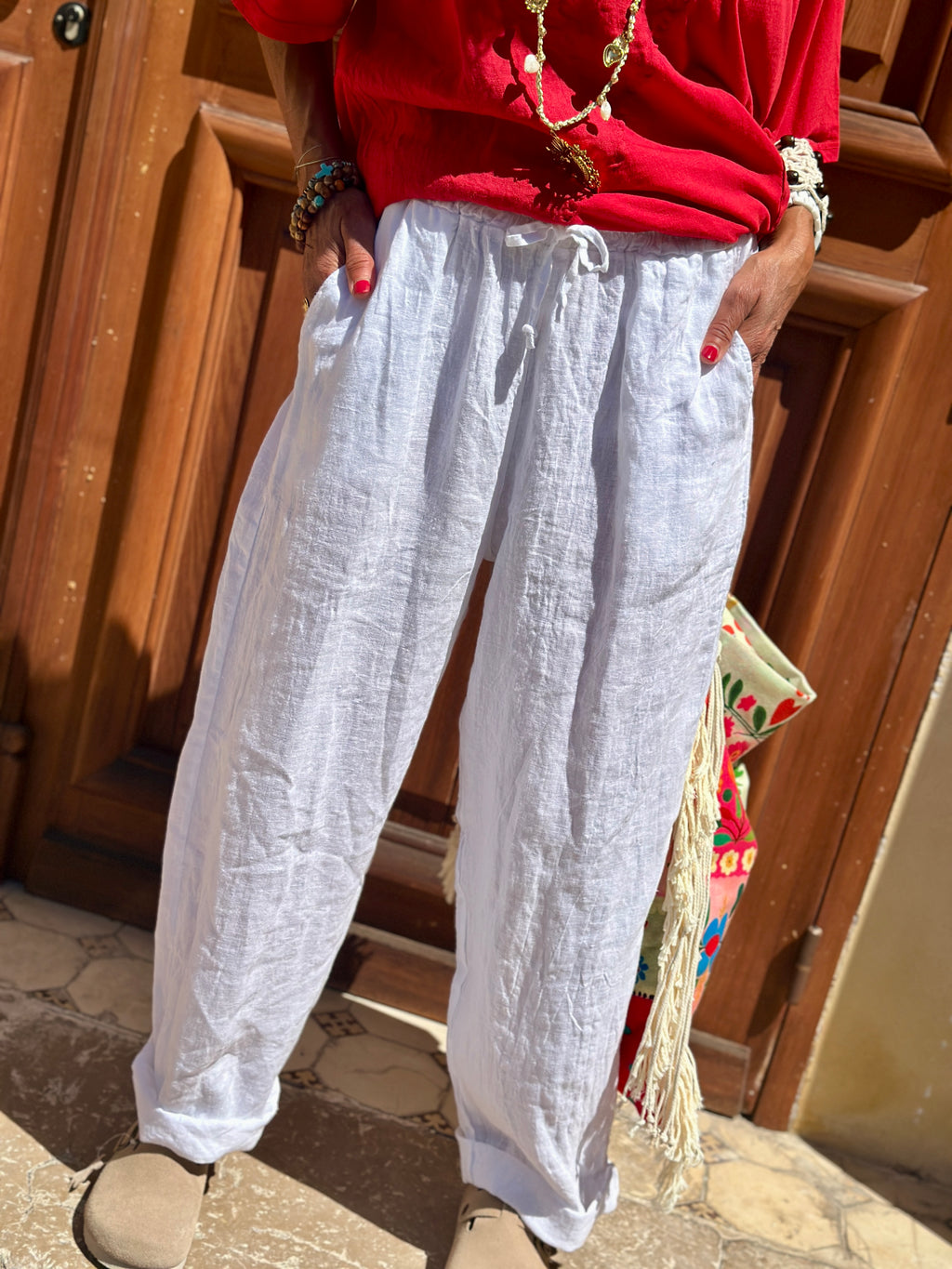 Pantalon blanc lin KANA