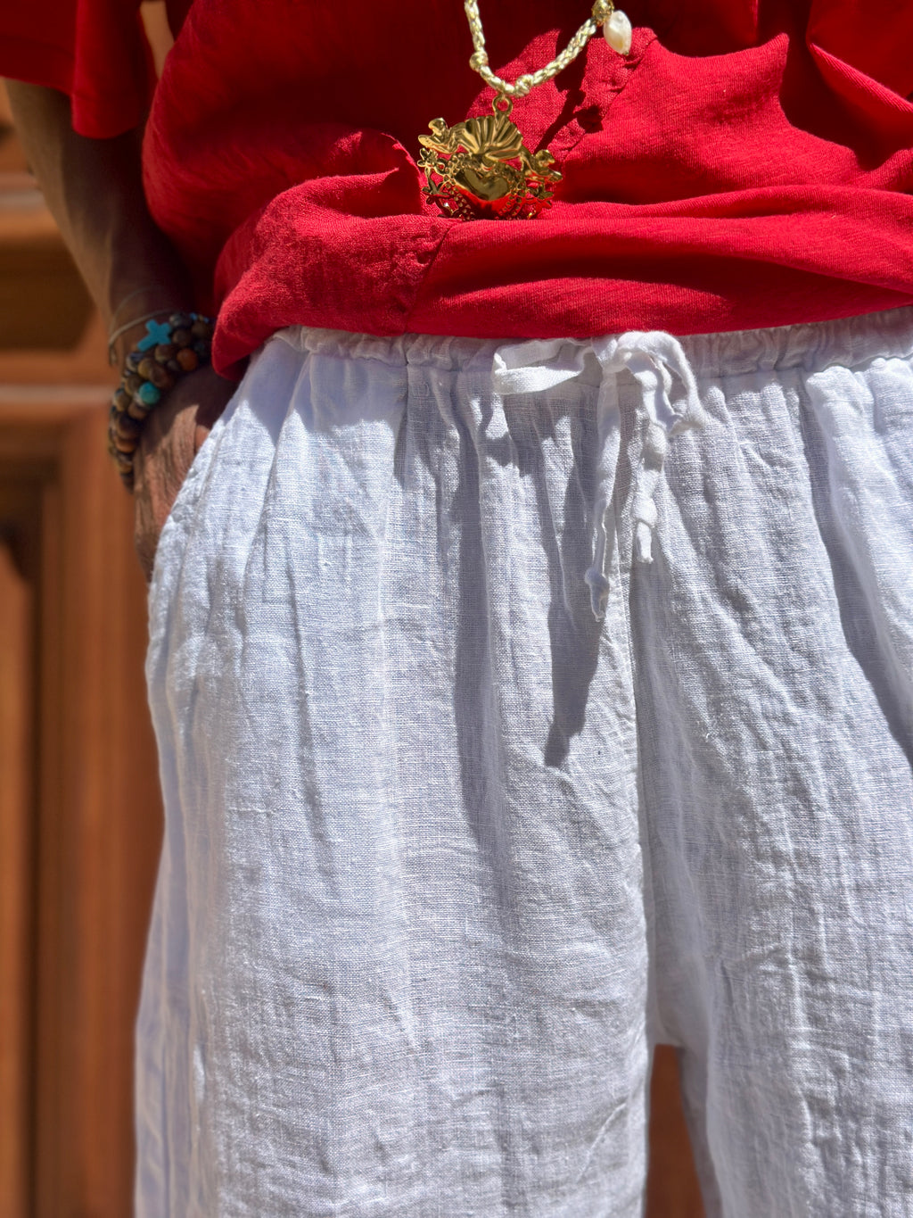 Pantalon blanc lin KANA