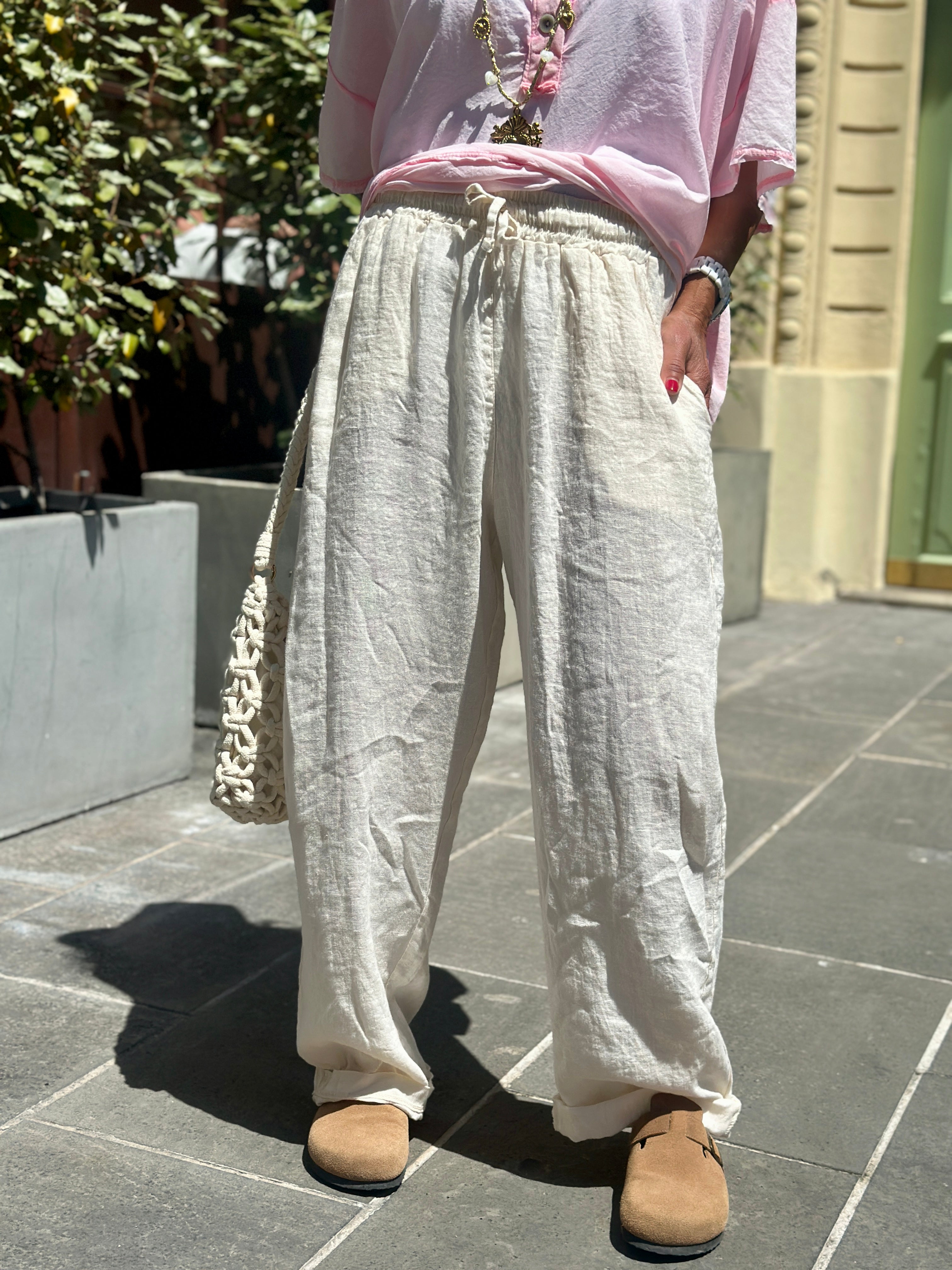 Pantalon écru lin KANA