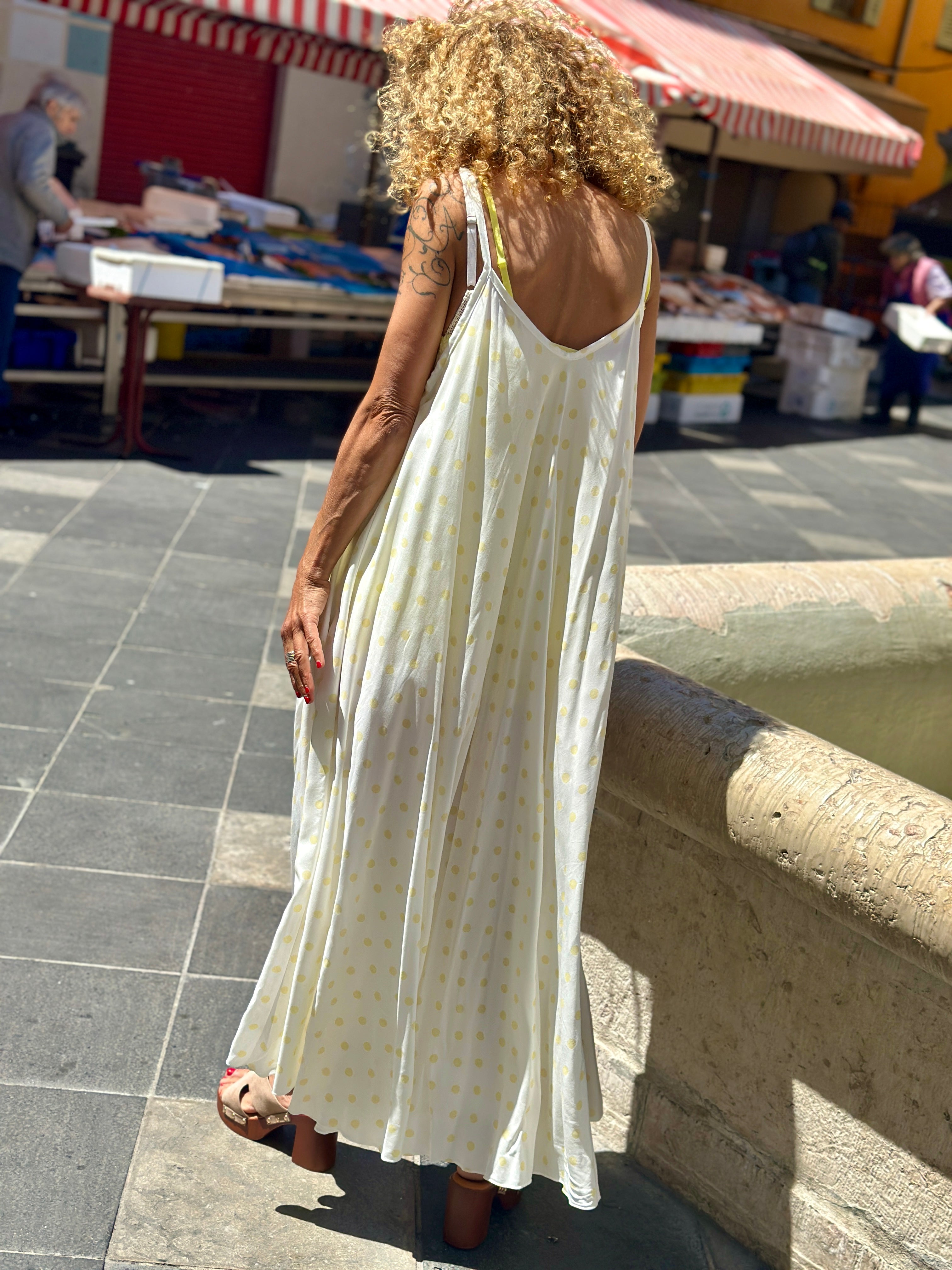 Robe blanche/jaune POIS