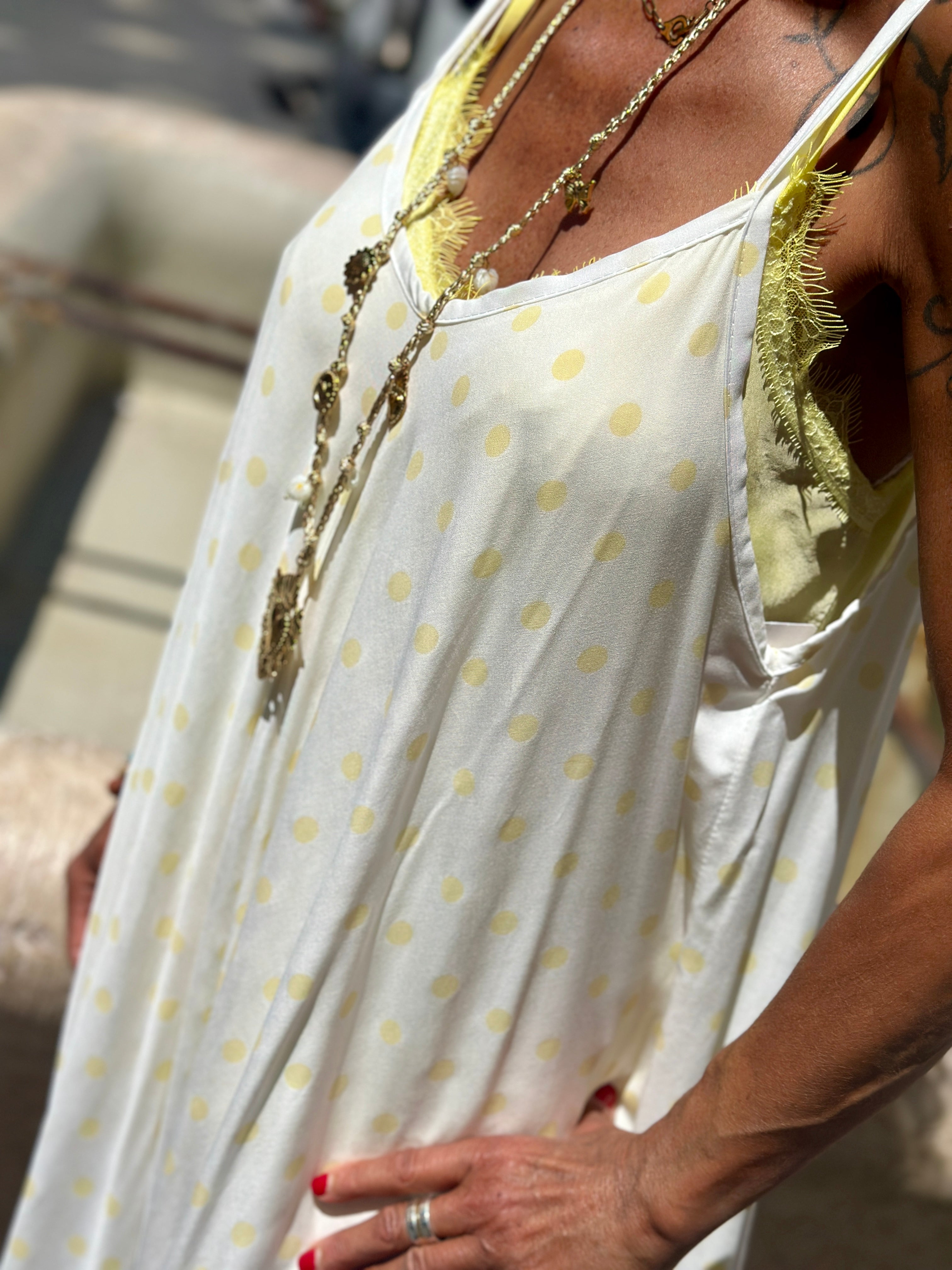 Robe blanche/jaune POIS