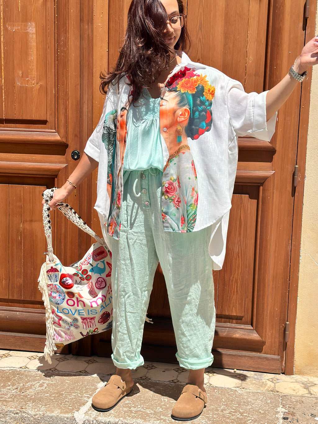 Chemise blanche FRIDA PERROQUET
