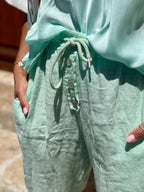 Pantalon vert d'eau lin EDEN