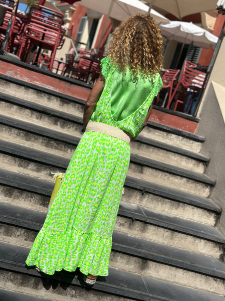 Robe vert fluo LEOPARD