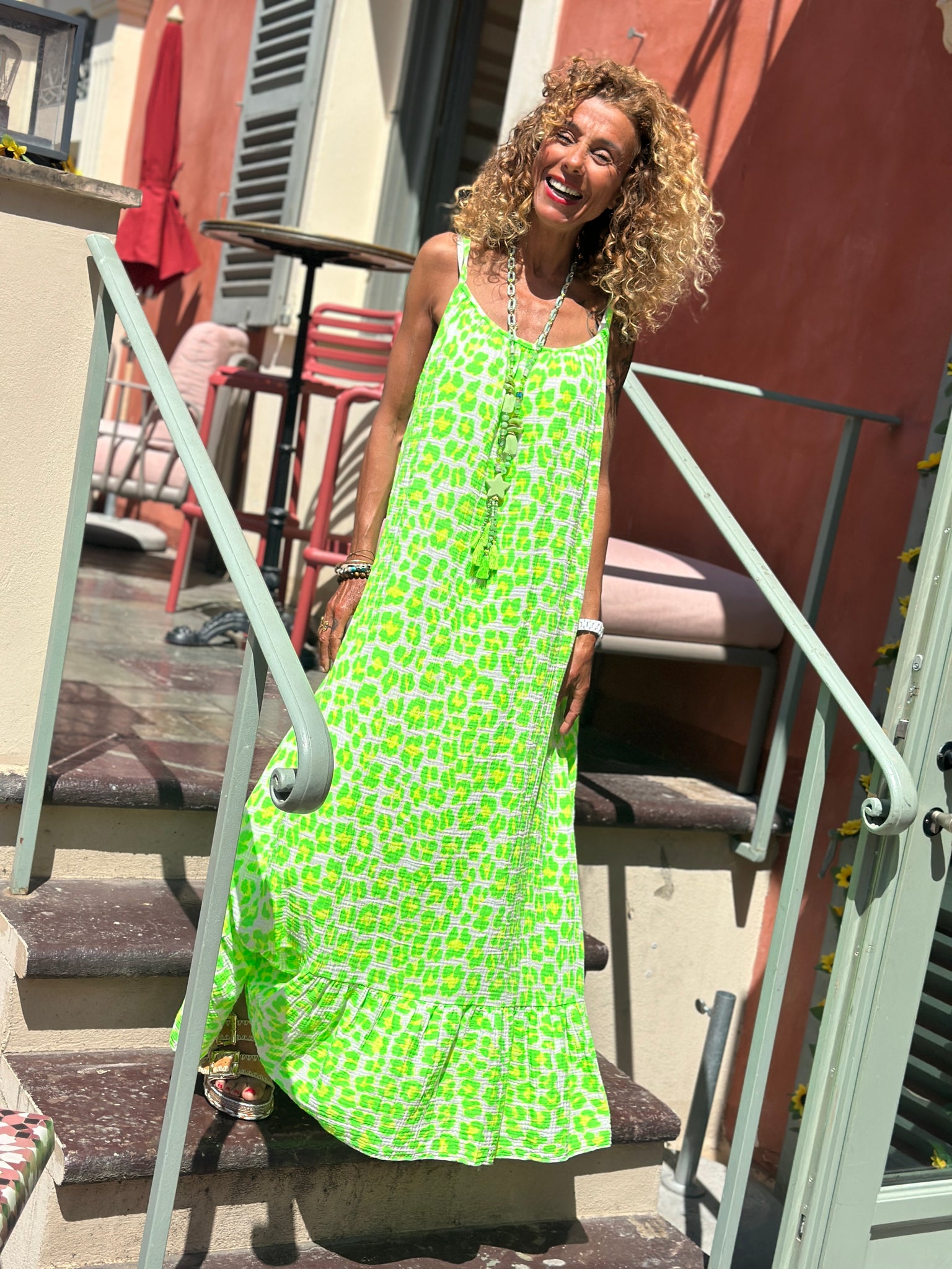 Robe vert fluo LEOPARD