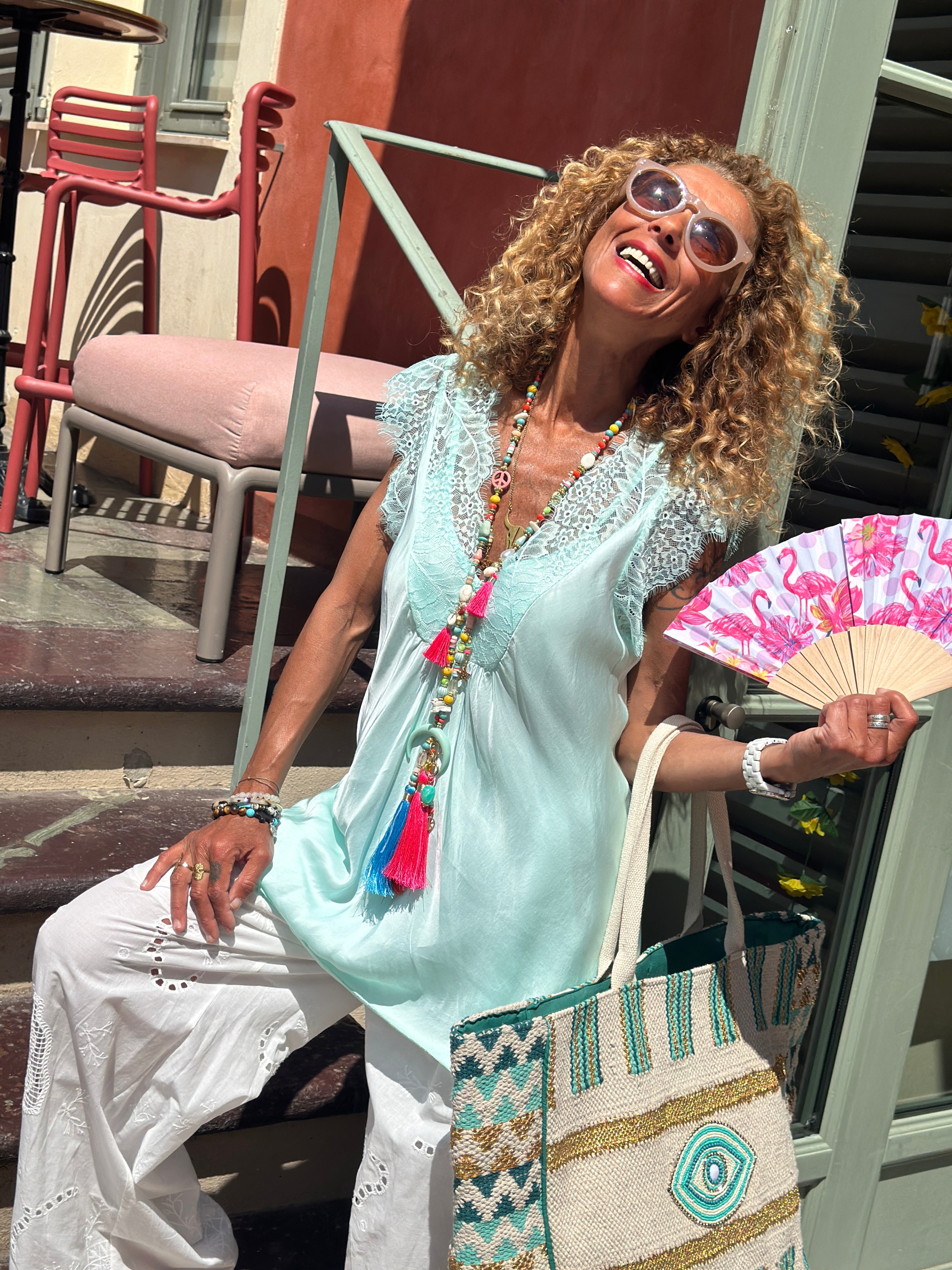 Top turquoise LAURINE