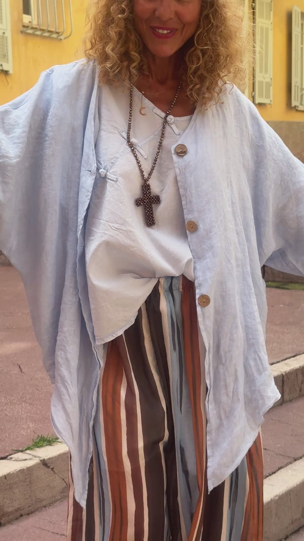 Gilet lin bleu NAWA