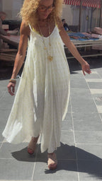 Robe blanche/jaune POIS