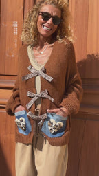 Pull marron NOEUDS LEOPARD