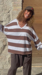 Sweat rayé choco BILLY