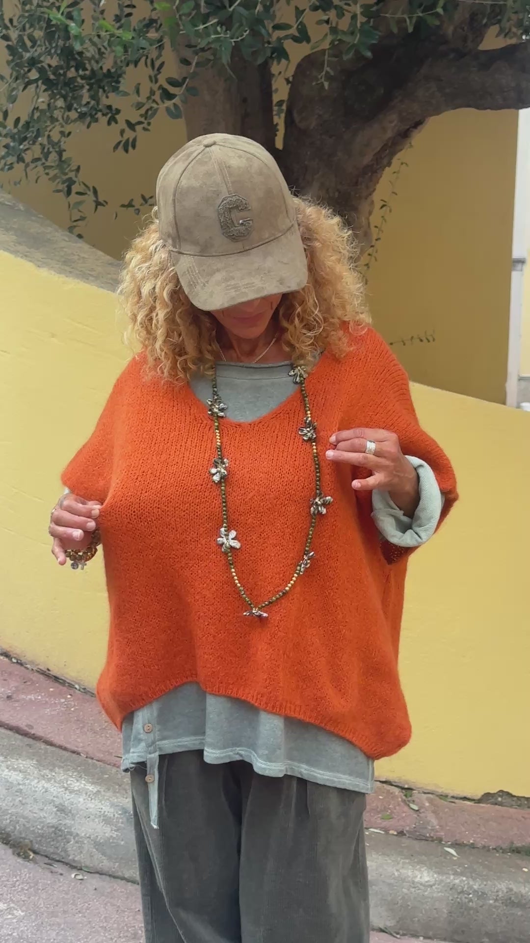 Pull sans manche rouille ELEANA