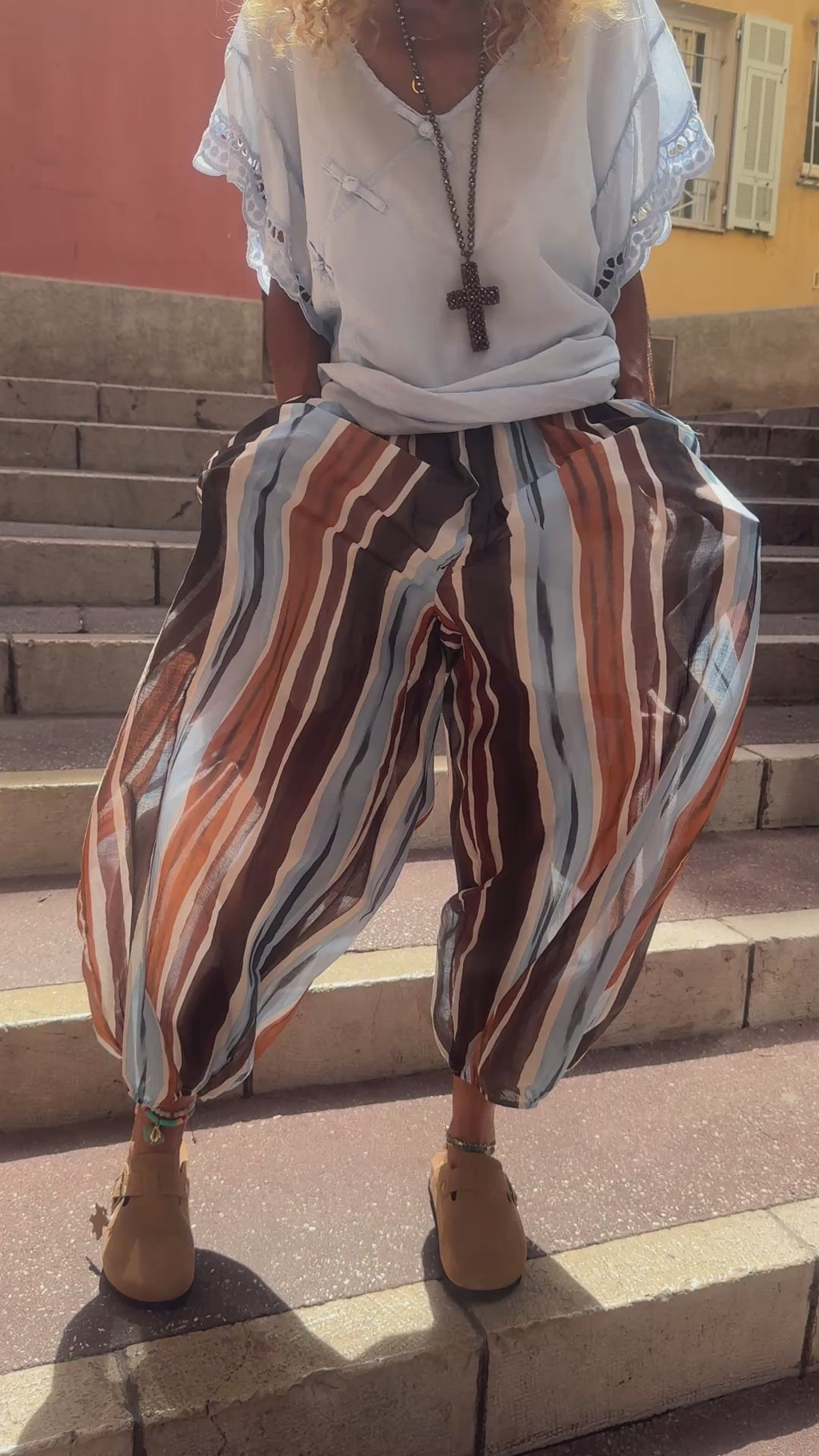 Pantalon bleu/marron ALADIN