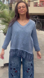 Pull bleu DENTELLA
