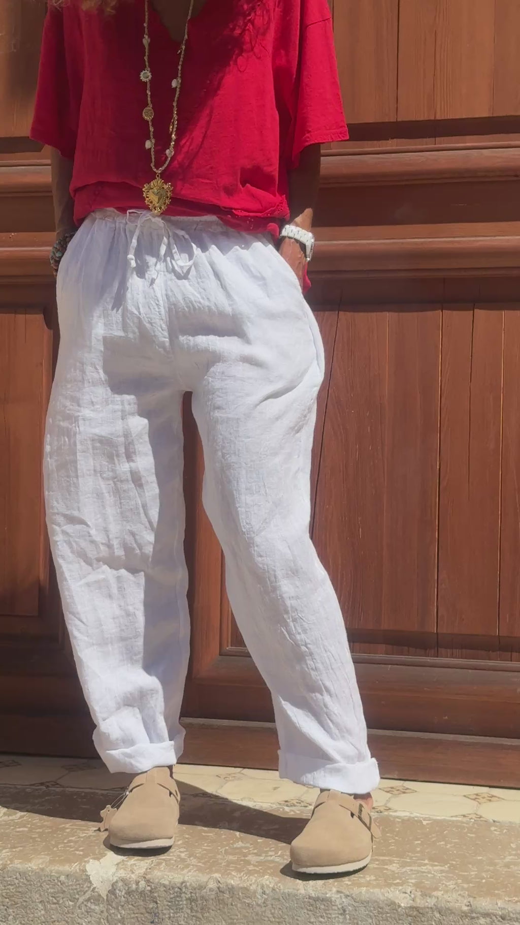 Pantalon blanc lin KANA