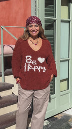 Pull rouille BE HAPPY