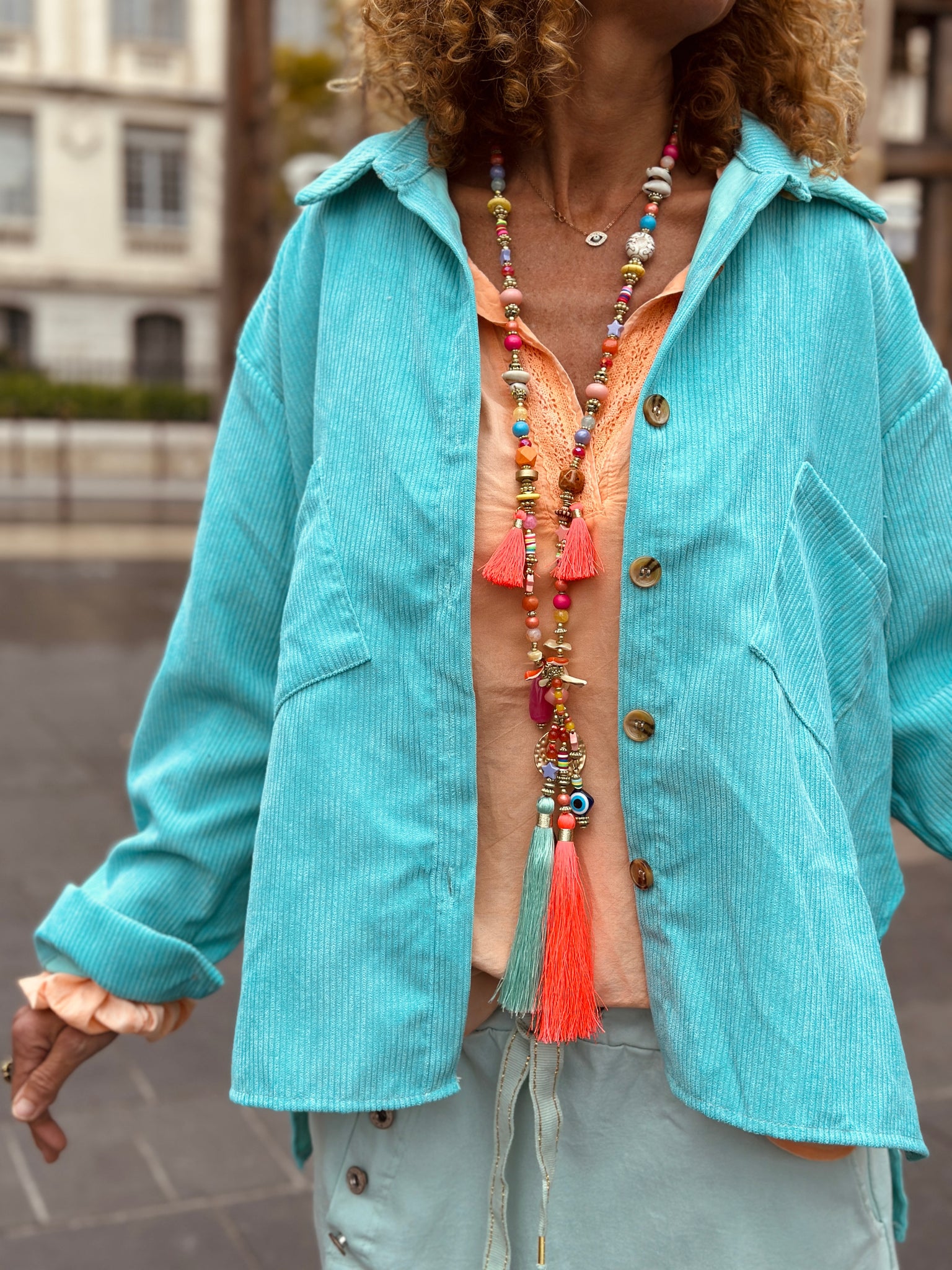 Surchemise turquoise YAELLE
